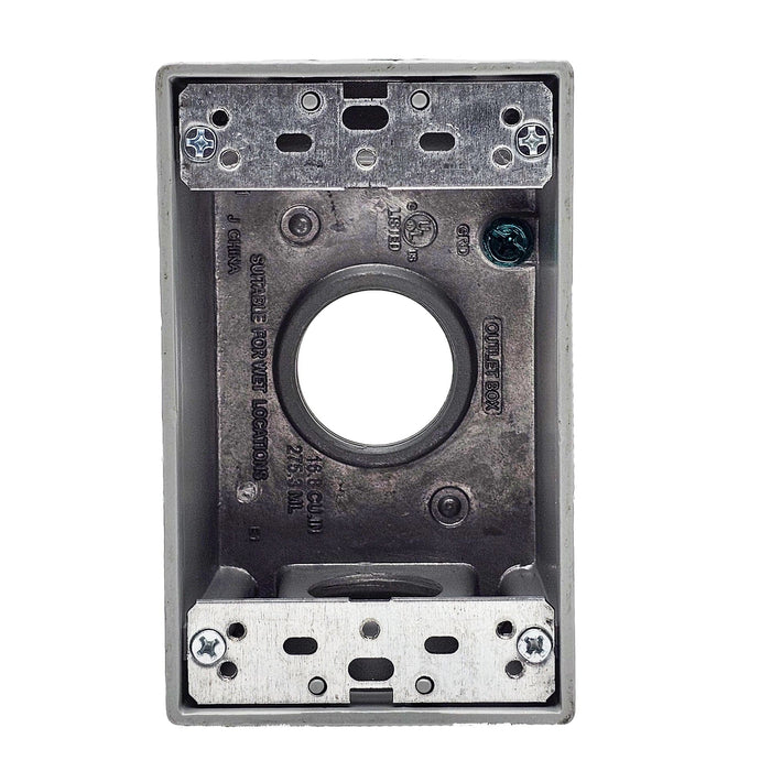 Conversions Technology weatherproof boxes 1 Gang weatherproof Grey box with (3) 1" threaded outlets Deep
