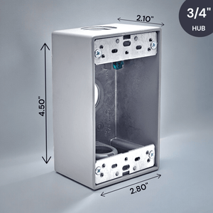 Conversions Technology weatherproof boxes 1 Gang weatherproof Grey box with (3) 3/4" threaded outlets