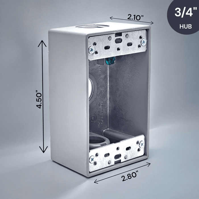 Conversions Technology weatherproof boxes 1 Gang weatherproof Grey box with (3) 3/4" threaded outlets
