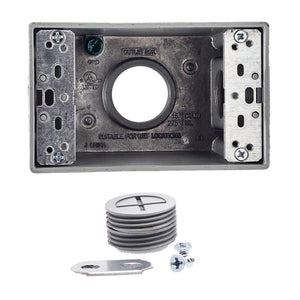 Conversions Technology weatherproof boxes 1 Gang weatherproof Grey box with (5) 1/2" threaded outlets