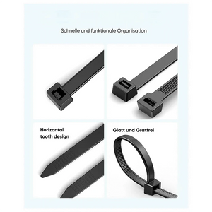 Conversions Tech CHINA 100 Pack Cable Zip Ties Heavy Duty 12 Inch, 7.6mm Strong Plastic Wire Ties with 70Kg Tensile Strength, UV Resistant