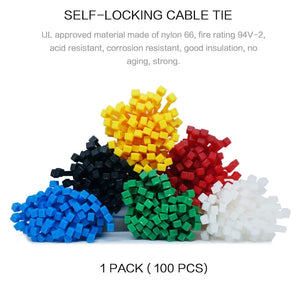 Conversions Tech 100 PCS 2.5mm*150mmSelf-Locking Nylon Wire Cable Zip Ties Cable Ties White Black Organiser Fasten Cable
