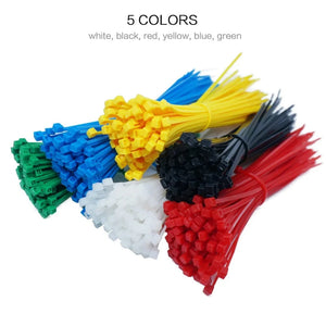 Conversions Tech 100 PCS 2.5mm*150mmSelf-Locking Nylon Wire Cable Zip Ties Cable Ties White Black Organiser Fasten Cable