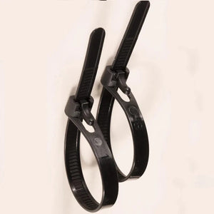Conversions Tech 100 reusable black/white self-locking nylon zip ties with detachable buckle ties, 5x150 200 300 for wire management/home storage