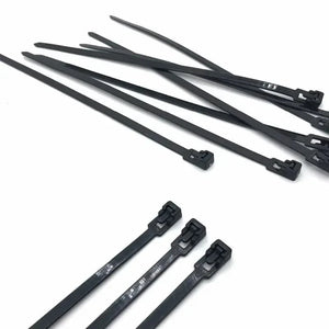 Conversions Tech black / 5x150mm 100 reusable black/white self-locking nylon zip ties with detachable buckle ties, 5x150 200 300 for wire management/home storage