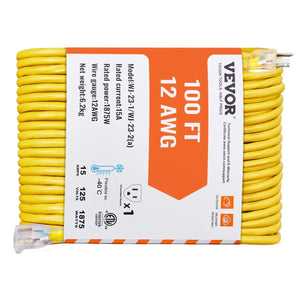 Conversions Tech 12 AWG 100FT Heavy Duty 12AWG 15Amps 1875W 3 Prongs Power Cord & Extension Cord Lighted End