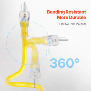 Conversions Tech 12 AWG 100FT Heavy Duty 12AWG 15Amps 1875W 3 Prongs Power Cord & Extension Cord Lighted End