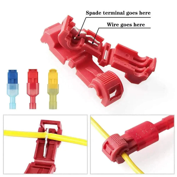Conversions Tech 100pcs/50pairs T-Tap Wire Connectors, T Tap Electrical Connectors Quick Wire Splice Taps and Insulated Male Quick Disconnect