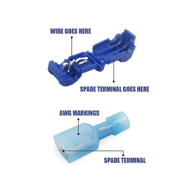 Conversions Tech 100pcs/50pairs T-Tap Wire Connectors, T Tap Electrical Connectors Quick Wire Splice Taps and Insulated Male Quick Disconnect