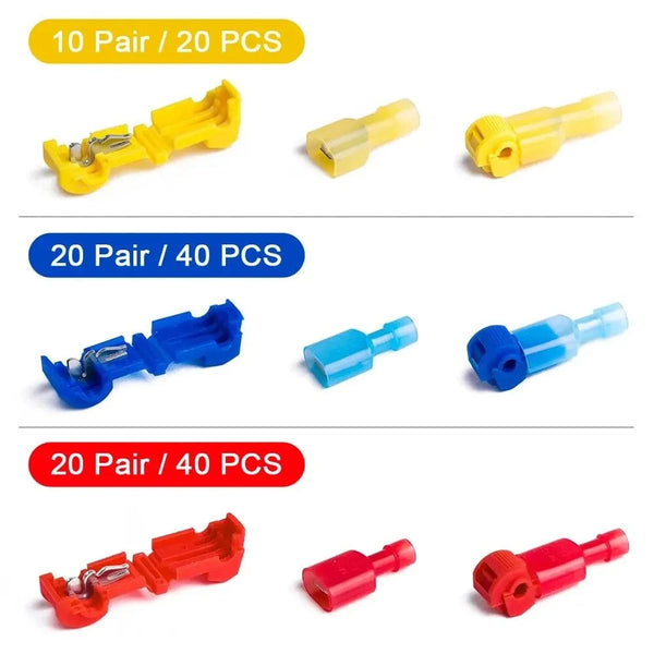 Conversions Tech 50 pairs mix 100pcs/50pairs T-Tap Wire Connectors, T Tap Electrical Connectors Quick Wire Splice Taps and Insulated Male Quick Disconnect