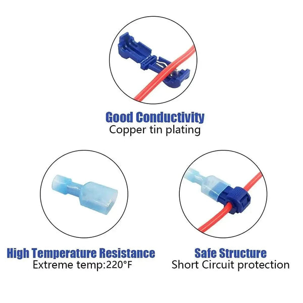Conversions Tech 100pcs/50pairs T-Tap Wire Connectors, T Tap Electrical Connectors Quick Wire Splice Taps and Insulated Male Quick Disconnect