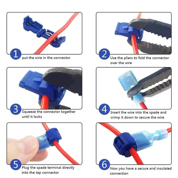 Conversions Tech 100pcs/50pairs T-Tap Wire Connectors, T Tap Electrical Connectors Quick Wire Splice Taps and Insulated Male Quick Disconnect