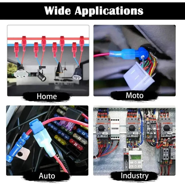 Conversions Tech 100pcs/50pairs T-Tap Wire Connectors, T Tap Electrical Connectors Quick Wire Splice Taps and Insulated Male Quick Disconnect