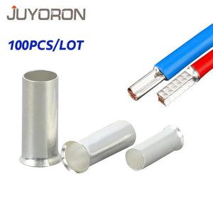 Conversions Tech 6.0mm2 100PCS EN Series Non-Insulated Wire Connector Ferrules Electrical Cable Terminal Brass Bare Tinned Crimp Terminal 22-10 AWG