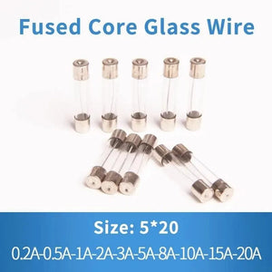 Conversions Tech 100pcs boxed 100Pcs Fast-Blow Glass Fuses Assorted Kit 5x20mm 0.2x0.78 Inch F10AL250V 0.2A 0.5A 1A 2A 3A 5A 8A 10A 15A 20A