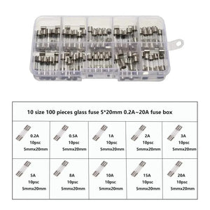 Conversions Tech 100pcs boxed 100Pcs Fast-Blow Glass Fuses Assorted Kit 5x20mm 0.2x0.78 Inch F10AL250V 0.2A 0.5A 1A 2A 3A 5A 8A 10A 15A 20A