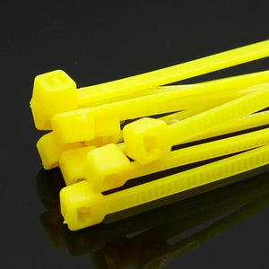 Conversions Tech Yellow 100Pcs/pack 4 * 200mm wide 2.7mm color self-locking zip ties nylon, home office plastic zip ties