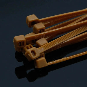 Conversions Tech Brown 100Pcs/pack 4 * 200mm wide 2.7mm color self-locking zip ties nylon, home office plastic zip ties