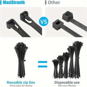 Conversions Tech 100pcs Reusable Plastic Cable Zip Ties with Quick Release, Office, and Outdoor Use, Adjustable Bag Seals and Tag Fasteners