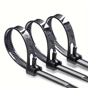 Conversions Tech 100pcs Reusable Plastic Cable Zip Ties with Quick Release, Office, and Outdoor Use, Adjustable Bag Seals and Tag Fasteners