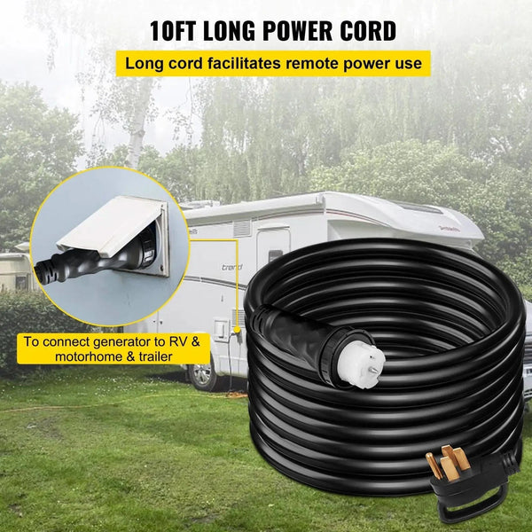 Conversions Tech 10 ft 10Ft 50 Amp Generator Extension Cord STW 6/3 + 8/1 Generator Cord 125V 250V Generator Power Cord N14-50P & SS2-50R & CS6364 Twis