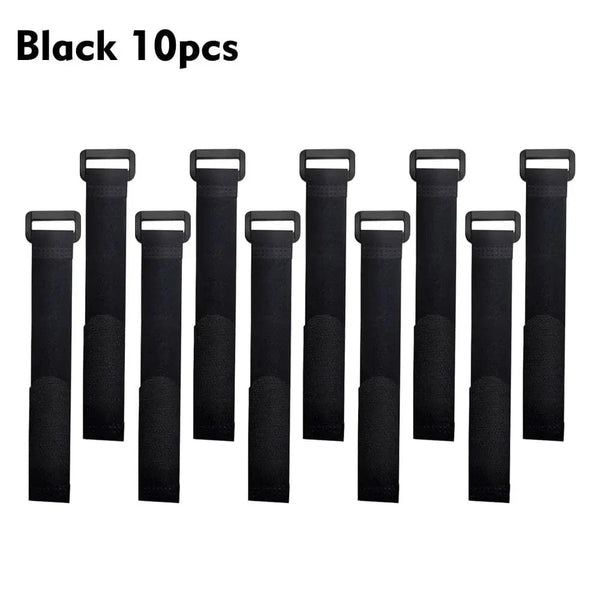 Conversions Tech Black x10pcs / 200mm / 20mm 10pcs 20 * 200mm, Reusable Self-adhesive Nylon Zip Ties, Cable Fasteners