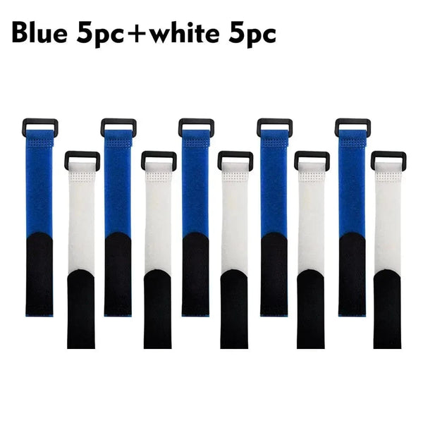 Conversions Tech White x5pcsbluex5pcs / 200mm / 20mm 10pcs 20 * 200mm, Reusable Self-adhesive Nylon Zip Ties, Cable Fasteners