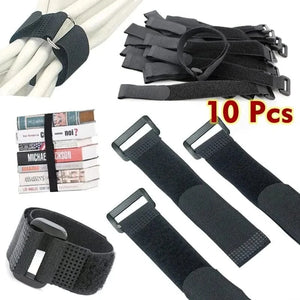 Conversions Tech 10pcs 20 * 200mm, Reusable Self-adhesive Nylon Zip Ties, Cable Fasteners