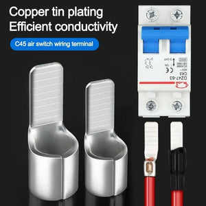 Conversions Tech 10Pcs Pin-Shaped C45 Terminals Nose Cold Pressed End Copper Tin Plated DZ47 Circuit Breaker Plug Electrical Cable Wire Lug
