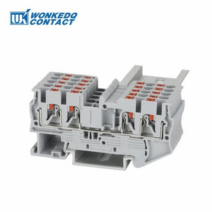 Conversions Tech 10Pcs PT2.5-QU Push-In Spring 4-Conductor Strip Plug PT 2.5 QUATTRO Wire Electrical Connector Din Rail Terminal Block PT 2.5-QU