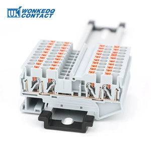Conversions Tech 10Pcs PT2.5-QU Push-In Spring 4-Conductor Strip Plug PT 2.5 QUATTRO Wire Electrical Connector Din Rail Terminal Block PT 2.5-QU