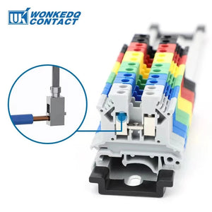 Conversions Tech 10Pcs UK 2.5 Terminal Block UK2.5B Screw Connection Connect Strip 2.5B 2.5mm² Cable Electrical Din Rail Wire Connector