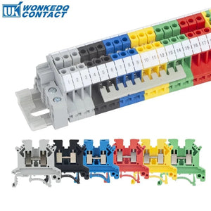 Conversions Tech 10Pcs UK 2.5 Terminal Block UK2.5B Screw Connection Connect Strip 2.5B 2.5mm² Cable Electrical Din Rail Wire Connector