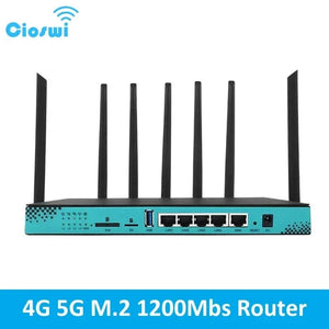 Conversions Tech 1200Mbps 5G Router SIM M.2 Slot Wireless WIFI 2.4GHz 5GHz 4g 5g RM520N-GL Modem 4*RJ45 LAN 16MB 256MB Openwrt Detachable Antenna