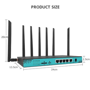 Conversions Tech 1200Mbps 5G Router SIM M.2 Slot Wireless WIFI 2.4GHz 5GHz 4g 5g RM520N-GL Modem 4*RJ45 LAN 16MB 256MB Openwrt Detachable Antenna