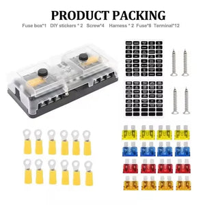 Conversions Tech 12 V / 100A 12V 12 Way Fuse Box 12 Circuit Blade Fuse Block Fuse Holder with Ground and Protection Cover for RV Boat
