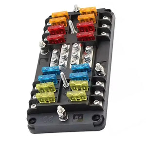 Conversions Tech 12 V / 100A 12V 12 Way Fuse Box 12 Circuit Blade Fuse Block Fuse Holder with Ground and Protection Cover for RV Boat
