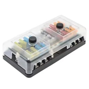 Conversions Tech 12 V / 100A 12V 12 Way Fuse Box 12 Circuit Blade Fuse Block Fuse Holder with Ground and Protection Cover for RV Boat