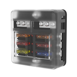 Conversions Tech 48 V / 100A 12V Blade Fuse 6 Circuit ATC/ATO Waterproof Fuse Box Holder 6 Way Fuse Block with LED Indicator for 12V/24V Automotive
