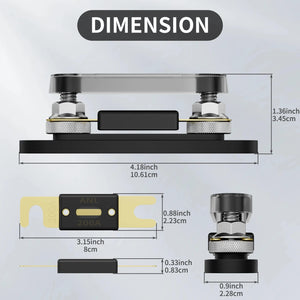 Conversions Tech 48 V / 200A 12V Inline Fuse Block Heavy Duty 200 Amp Mini ANL Fuse Holder Car Audio Marine Truck Assortment Kit Car Fuses Plastic Material