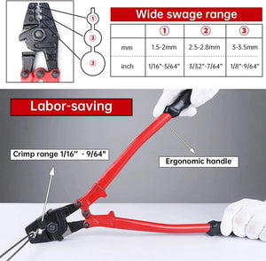 Conversions Tech 14" HAND SWAGER(430mm length)1.1KG 14 Inch Multi-function Hand Swager Lug Crimping Tools Electric Cable Cutter Crimper Wire Pliers
