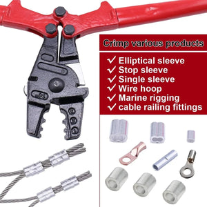 Conversions Tech 14" HAND SWAGER(430mm length)1.1KG 14 Inch Multi-function Hand Swager Lug Crimping Tools Electric Cable Cutter Crimper Wire Pliers