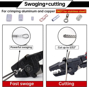 Conversions Tech 14" HAND SWAGER(430mm length)1.1KG 14 Inch Multi-function Hand Swager Lug Crimping Tools Electric Cable Cutter Crimper Wire Pliers