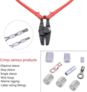 Conversions Tech 14" HAND SWAGER(430mm length)1.1KG 14 Inch Multi-function Hand Swager Lug Crimping Tools Electric Cable Cutter Crimper Wire Pliers