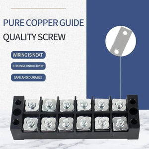 Conversions Tech 15A/25A/45A 600V Dual Row Barrier Screw Terminal Block Wire Connector TB Series 3/4/5/6/8/10/12 PIN Optional TB-1503 TB-2503