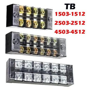 Conversions Tech 15A/25A/45A 600V Dual Row Barrier Screw Terminal Block Wire Connector TB Series 3/4/5/6/8/10/12 PIN Optional TB-1503 TB-2503