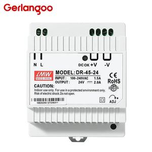 Conversions Tech 15W 30W 45W 60W Single Output DC 5V 12V 24V Industrial Din Rail Power Supply Switch Input 100-240VAC DR-15 DR-30 DR-45 DR-60