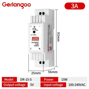 Conversions Tech DR 15W 5V 15W 30W 45W 60W Single Output DC 5V 12V 24V Industrial Din Rail Power Supply Switch Input 100-240VAC DR-15 DR-30 DR-45 DR-60
