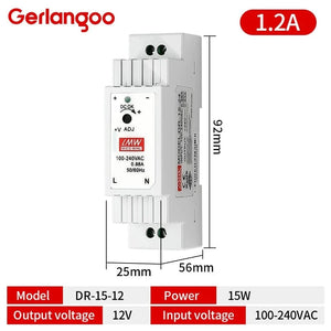 Conversions Tech DR 15W 12V 15W 30W 45W 60W Single Output DC 5V 12V 24V Industrial Din Rail Power Supply Switch Input 100-240VAC DR-15 DR-30 DR-45 DR-60