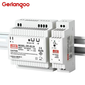 Conversions Tech 15W 30W 45W 60W Single Output DC 5V 12V 24V Industrial Din Rail Power Supply Switch Input 100-240VAC DR-15 DR-30 DR-45 DR-60